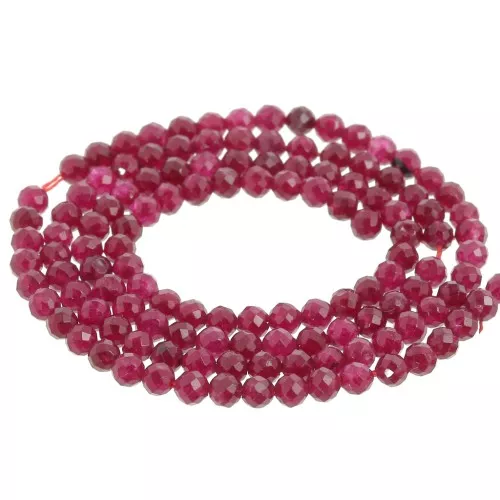Perline tonde sfaccettate mm. 3 - Giada colorata - Lampone x37cm