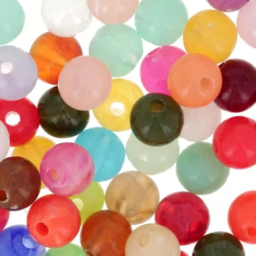 Assortimento di perline rotonde 6 mm - Multicolore marmorizzato x50
