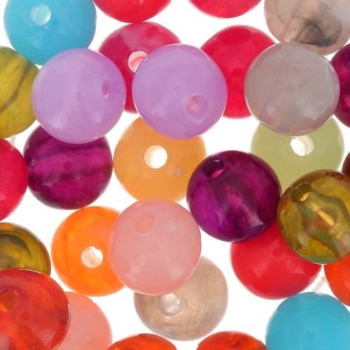 Assortimento di perline rotonde 8 mm - Multicolore marmorizzato x30