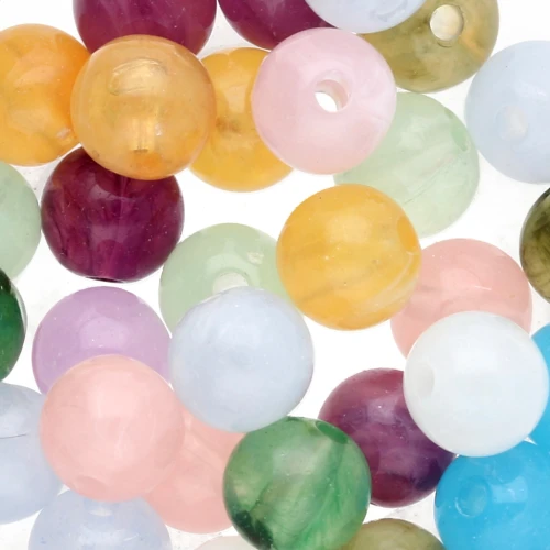 Assortimento di perline rotonde 8 mm - Multicolore marmorizzato x30