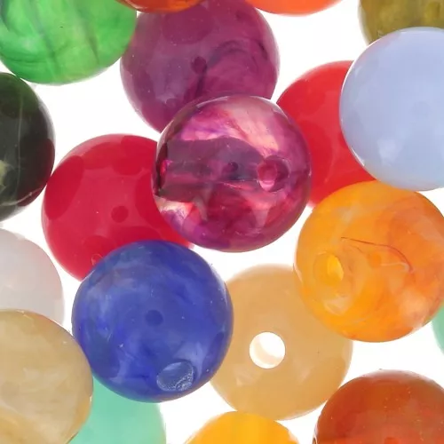 Assortimento di perline rotonde 10 mm - Multicolore marmorizzato x20