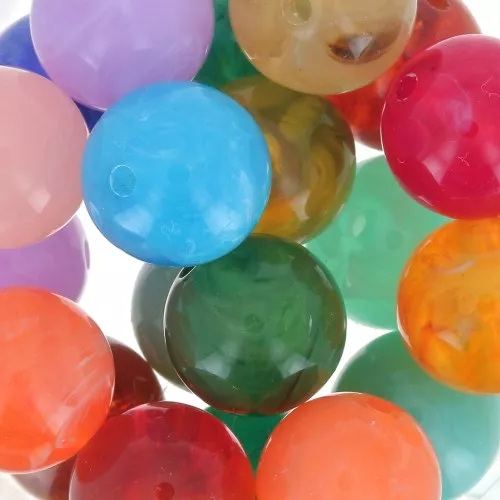 Assortimento di perline rotonde 12 mm - Multicolore marmorizzato x20