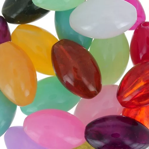 Assortimento di perline olive 20x12 mm - Multicolore marmorizzato x20