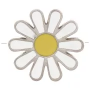 Perla margherita con resina 17mm - Bianco - Giallo - Acciaio inossidabile 304 x1