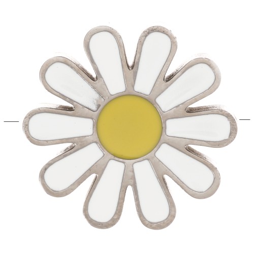 Perla margherita con resina 17mm - Bianco - Giallo - Acciaio inossidabile 304 x1