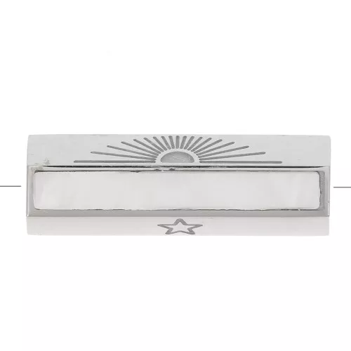 Perla cilindrica messaggio fortunato con madreperla 20x6.5mm-Acciaio inoss 304 x1