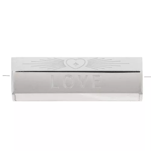 Perla cilindrica con messaggio d'amore con madreperla 26x9mm-Acciaio inoss. 304 x1