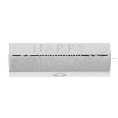 Perla cilindrica a messaggio Happy Dreamer con Ossido di zirconio 26x9mm-acciaio inoss. 304