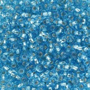 Perline di semi Preciosa 9/0 2,5 mm - Acquamarina Argento foderato x20g