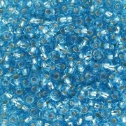Perline di semi Preciosa 9/0 2,5 mm - Acquamarina Argento foderato x20g