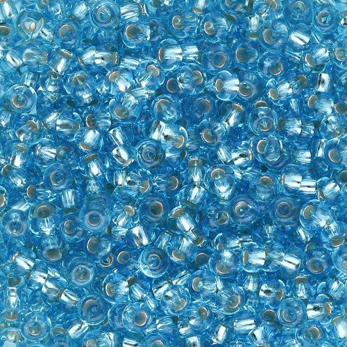 Perline di semi Preciosa 9/0 2,5 mm - Acquamarina Argento foderato x20g