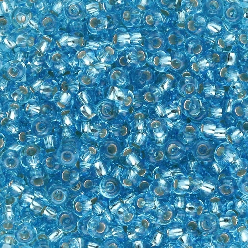 Perline di semi Preciosa 9/0 2,5 mm - Acquamarina Argento foderato x20g