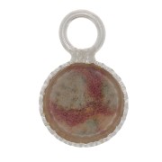 Mini ciondolo rotondo seghettato per cabochon base piatta 4 mm - Argento 925 x1