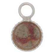 Mini ciondolo rotondo seghettato per cabochon base piatta 6 mm - Argento 925 x1