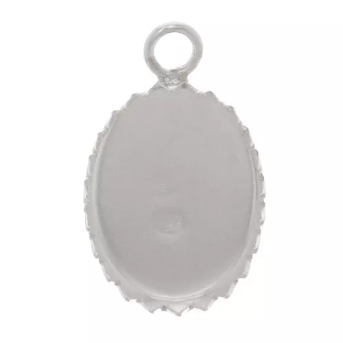 Pendente ovale seghettato per cabochon con base piatta 10x8 mm - Argento 925 x1