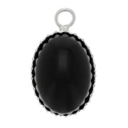 Pendente ovale seghettato per cabochon con base piatta 10x8 mm - Argento 925 x1