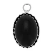 Pendente ovale seghettato per cabochon con base piatta 10x8 mm - Argento 925 x1