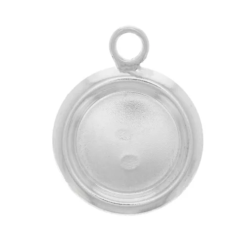 Pendente castone rotondo con bordo per cabochon base piatta 5 mm - Argento 925 x1