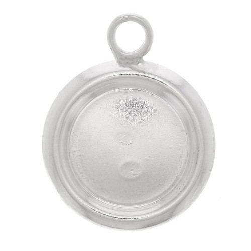 Pendente tondo à rebord per cabochon fondo piatto 8 mm - Argento 925 x1