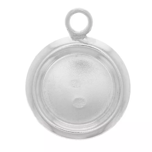 Pendente tondo à rebord per cabochon fondo piatto 8 mm - Argento 925 x1