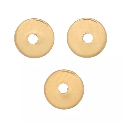 Perline rotonde Heishi - Dischi forati piatti 4x1 mm Dorato oro fino x10