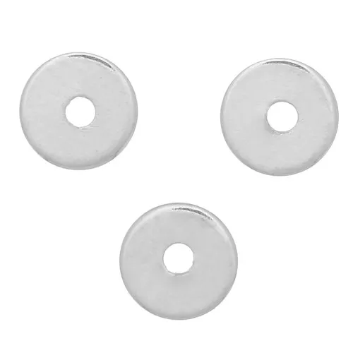 Perle rondelle Heishi- dischi piatti forati 4x0.7 mm Argentato x50
