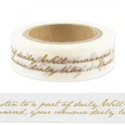 Nastro adesivo 15 mm Calligrafia Ecrù/Bronzo x10m