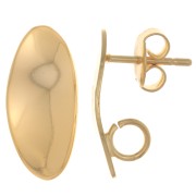 Orecchini perno design ovale 18x8 mm - anello aperto - Dorato con oro fino x2