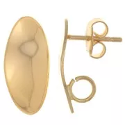 Orecchini perno design ovale 18x8 mm - anello aperto - Dorato con oro fino x2