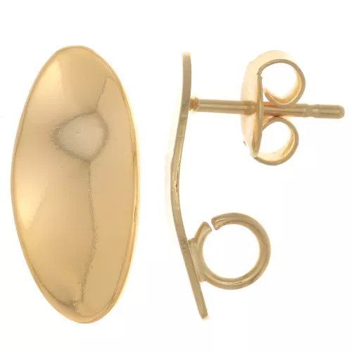 Orecchini perno design ovale 18x8 mm - anello aperto - Dorato con oro fino x2