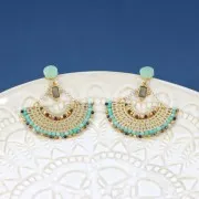 Orecchini perno a disco 8 mm -anello perpendicolare aperto- Dorato con oro fino x2