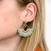 Orecchini perno a disco 8 mm -anello perpendicolare aperto- Dorato con oro fino x2