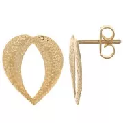 Orecchini perno cuore scavato martellato 16x13 mm - Dorato con oro fino x2