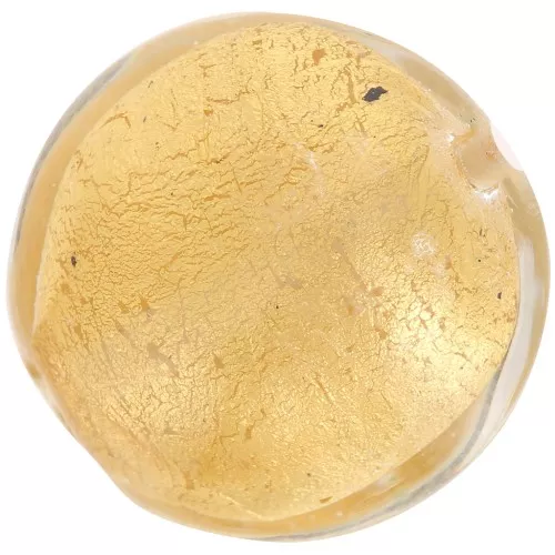 Bombata Murano foglia oro mm. 16 Crystal x1