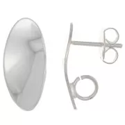 Orecchini perno design ovale 18x8 mm - anello aperto - placcato argento x2