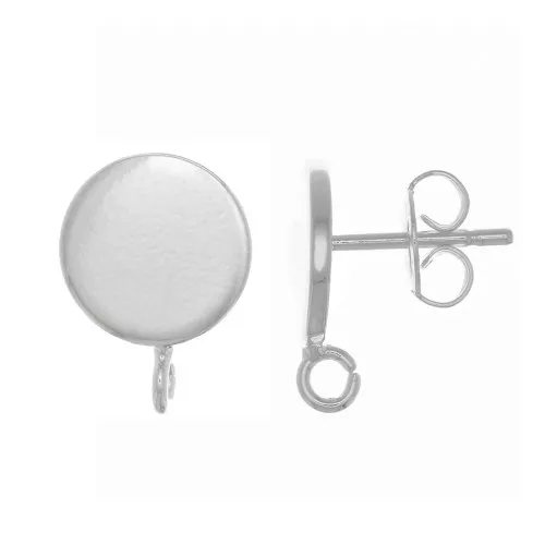Orecchini perno a disco 8 mm - anello perpendicolare aperto - placcato argento
