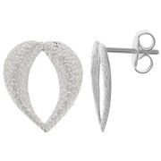 Orecchini perno cuore scavato martellato 16x13 mm - Placcatura in argento fino x2