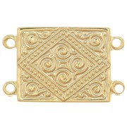 Intercalaire rectangle 2 rangs 22x13.5 mm motif ethnique - Doré à l'or fin x1|raw }}