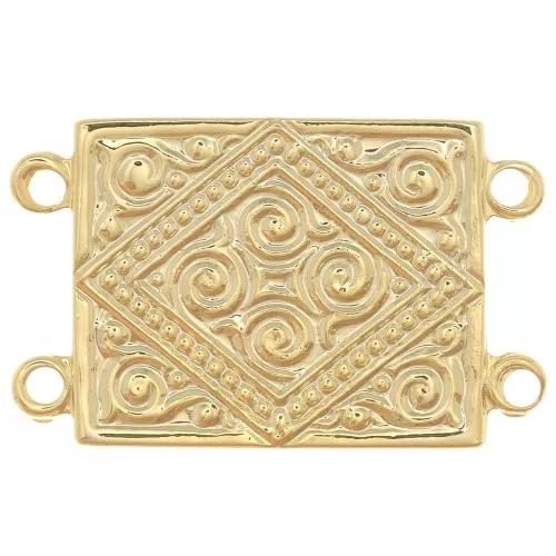 Intercalaire rectangle 2 rangs 22x13.5 mm motif ethnique - Doré à l'or fin x1