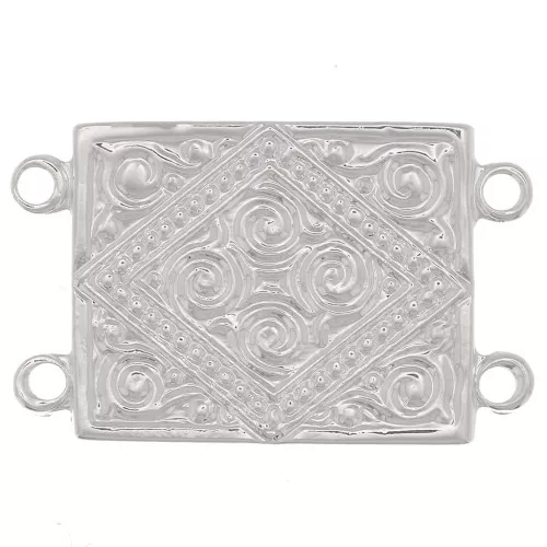 Distanziatore rettangolare 2 file 22x13.5 mm etnico - Placcatura argento fino x1