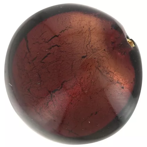 Bombata Murano foglia oro mm. 16 Light Amethyst x1