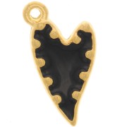 Pendente cuore - resina epossidica e palline 22x13mm Dorato con oro fino- Nero|raw }}