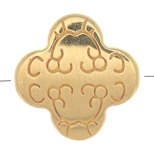 Perlina trifoglio 11 mm - Dorato con oro fino x1