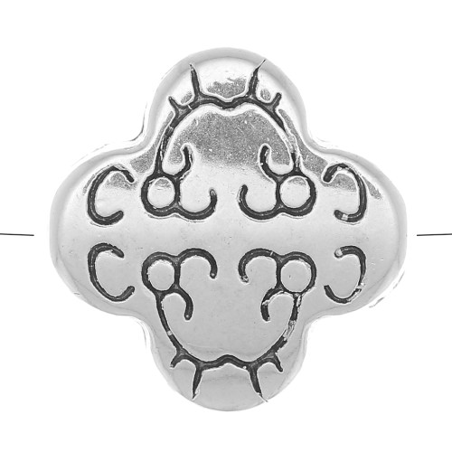 Perlina trifoglio 11 mm - Placcatura in argento fine anticato x1