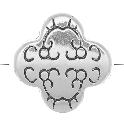 Perlina trifoglio 11 mm - Placcatura in argento fine anticato x1