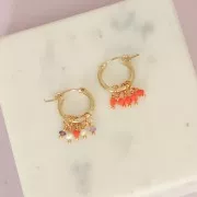 Perle di vetro irregolari sfaccettato 3mm - Corallo x33cm