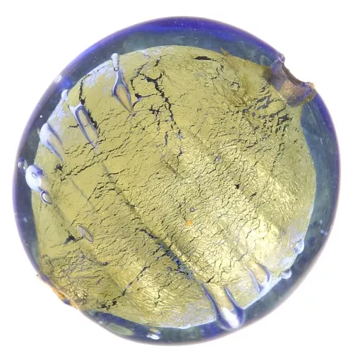 Bombata Murano foglia oro mm. 16 Sapphire x1