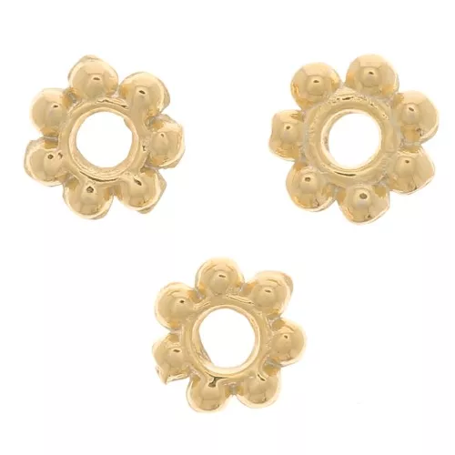Rondelle fiori 4 mm - Dorato con oro fino x100