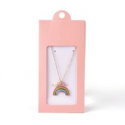 Confezione in cartone con la sua etichetta per bijoux 13x6.5 cm - Rosa - Bianco x1