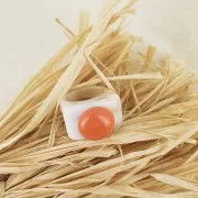 Anello grande in resina - Misura 54 - Trasparente- Marrone scuro marmorizzato x1